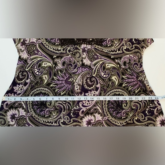 Woman’s Dressbarn Blouse XL Purple Paisley Embroidered Made in USA - Picture 9 of 11